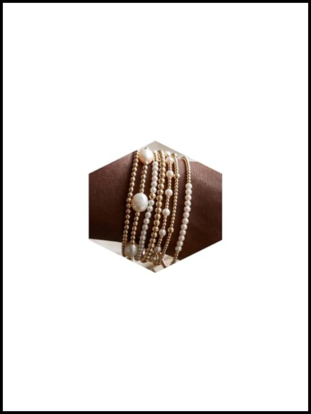5Pc Gold Plated Stretch Stackable Pearl Bracelet Set Women